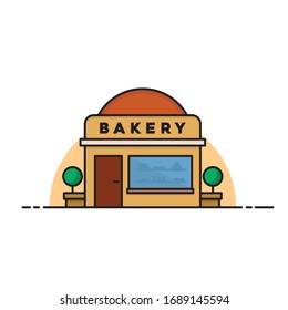 Bakery Icon Illustration. Bakery sell cakes, breads, tarts, pastry, birthday cake. Vector illustration flat design style.