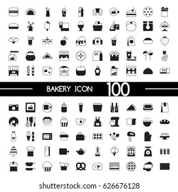 Bakery icon set black and white