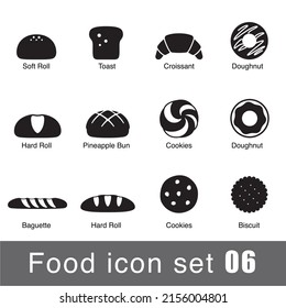 Bakery icon set, bread, biscuit snack icon set design, vector illustration