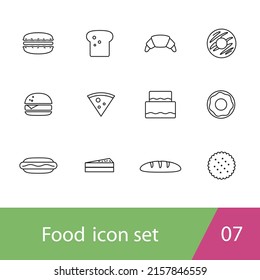 Bakery icon set, bread, biscuit snack icon set design, vector illustration