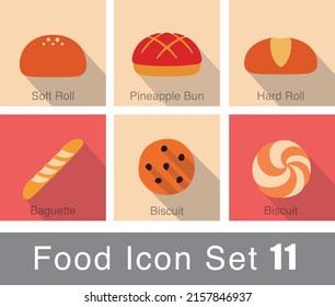 Bakery icon set, bread, biscuit snack icon set design, vector illustration