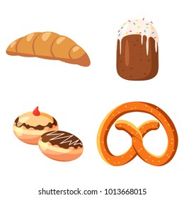 Bakery icon set. Cartoon set of bakery vector icons for web design isolated on white background