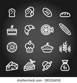 bakery icon set, chalkboard version, vector eps10.