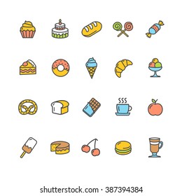 Bakery Icon Set Color On White. Vector illustration