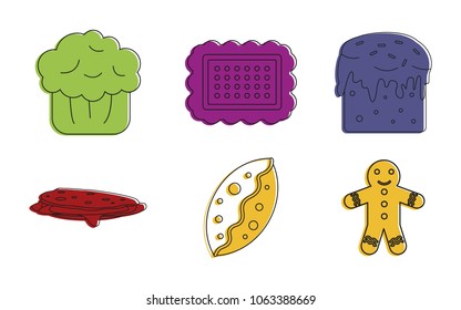 Bakery icon set. Color outline set of bakery vector icons for web design isolated on white background