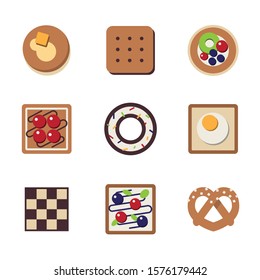 Bakery icon set with cute simple flat design, vector illustration.