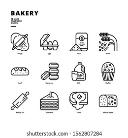 Bakery icon set for digital media and printing media.