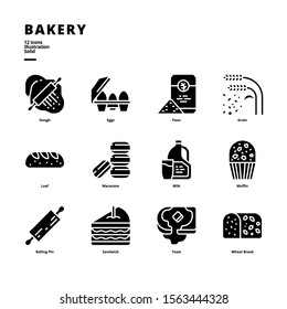Bakery icon set for digital media and printing media.