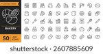 Bakery icon set. editable stroke. Vector illustration.	
