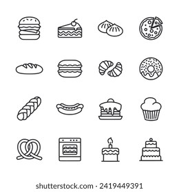 Bakery icon set isolated on white