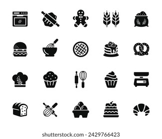 Bakery icon set isolated on white background