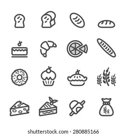 bakery icon set, line version, vector eps10.
