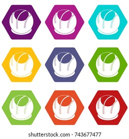 Bakery icon set many color hexahedron isolated on white vector illustration