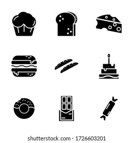 bakery icon set outline style for your web design, logo, UI. illustration. such as hamburger,bread,Bread,cupcake,donut,