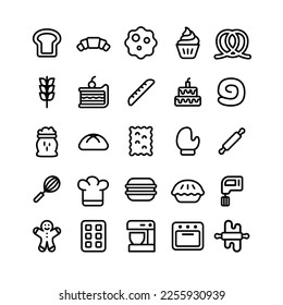 Bakery Icon Set with Outline Style