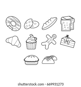 bakery icon set outline vector