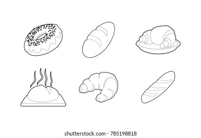 Bakery icon set. Outline set of bakery vector icons for web design isolated on white background