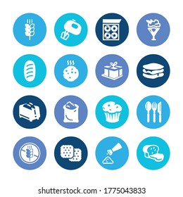 Bakery icon set and pancakes with cookie, cutlery and gluten free. Gift related bakery icon vector for web UI logo design.