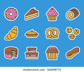 Bakery Icon Set Stickers Food