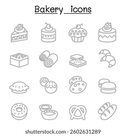 Bakery icon set in thin line style
