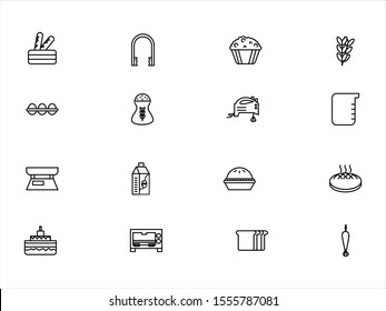 bakery icon set vector illustration. contain such as baguette, bread, wheat,  milk, oven and more