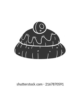 Bakery Icon Silhouette Illustration. Sweets and Desserts Vector Graphic Pictogram Symbol Clip Art. Doodle Sketch Black Sign.