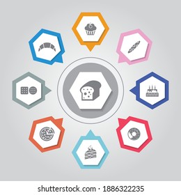 Bakery Icon. Simple flat vector icons set on Gray Radiant background