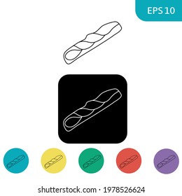 Bakery icon. Simple outline sign. Fresh hand drawn symbol flat style. Baguette contour flat icon design. Isolated on white, black, yellow, blue, green, red, purple. Concept vector Illustration. EPS10.