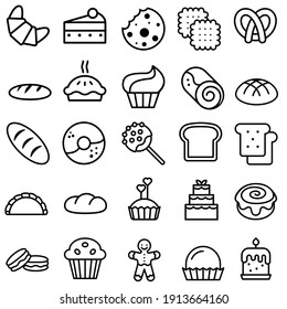 Bakery icon vector set. cooking illustration sign collection. bake symbol. food logo.