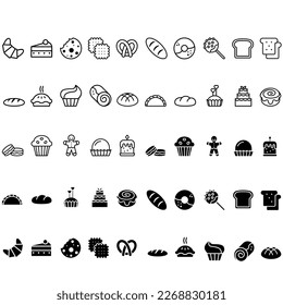 Bakery icon vector set. cooking illustration sign collection. bake symbol. food logo.
