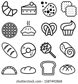 Bakery icon vector set. bakery products illustration sign collection. bread symbol.