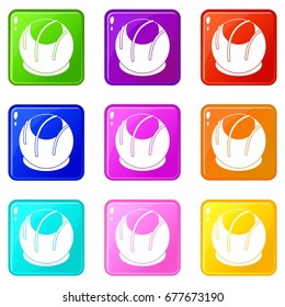Bakery icons of 9 color set isolated vector illustration