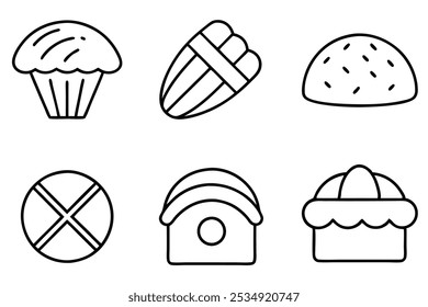 Bakery Icons Beautiful Line Art for Delicious Creations