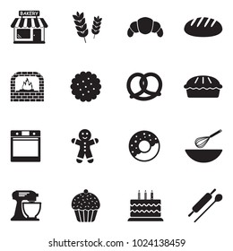 Bakery Icons. Black Flat Design. Vector Illustration. 