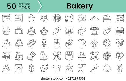 bakery Icons bundle. Linear dot style Icons. Vector illustration