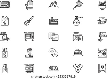 Bakery icons collection is a vector illustration with editable stroke.