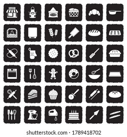 Bakery Icons. Grunge Black Flat Design. Vector Illustration.