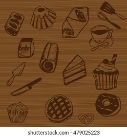 Bakery icons, hand drawn elements