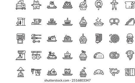 Bakery icons High-Quality Vector Icons Collection with Editable Stroke. Ideal for Professional and Creative Projects.