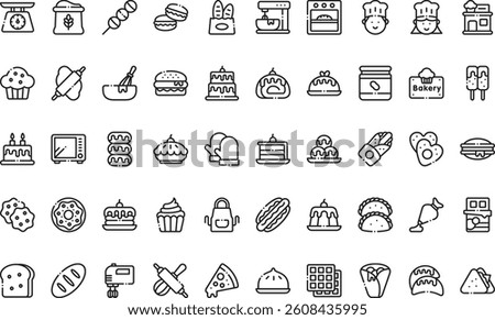Bakery icons High-Quality Vector Icons Collection with Editable Stroke. Ideal for Professional and Creative Projects