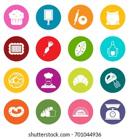 Bakery icons many colors set isolated on white for digital marketing