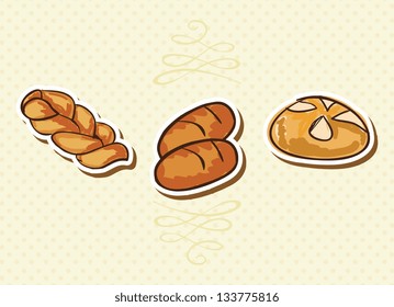 Bakery Icons on beige background ( collection set). Vector illustration