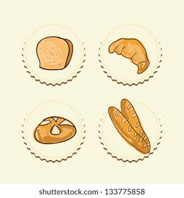 Bakery Icons on beige background ( collection set). Vector illustration