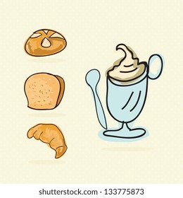 Bakery Icons on beige background ( collection set). Vector illustration