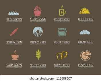 bakery icons over brown background. vector illustration