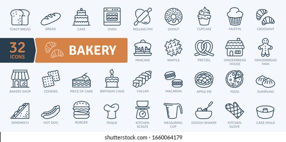 Bakery Icons Pack. Thin line icons set. Flaticon collection set. Simple vector icons