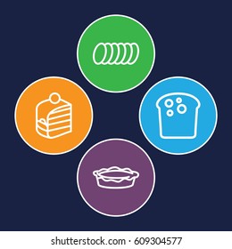 Bakery icons set. set of 4 bakery outline icons such as piece of cake, pie, cookie