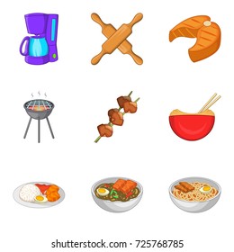 Bakery icons set. Cartoon set of 9 bakery vector icons for web isolated on white background