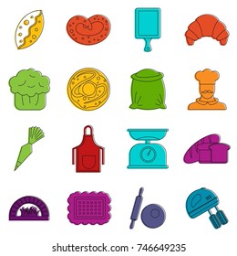Bakery icons set. Doodle illustration of vector icons isolated on white background for any web design
