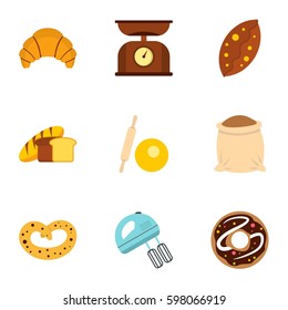 Bakery icons set. Flat illustration of 9 bakery vector icons for web